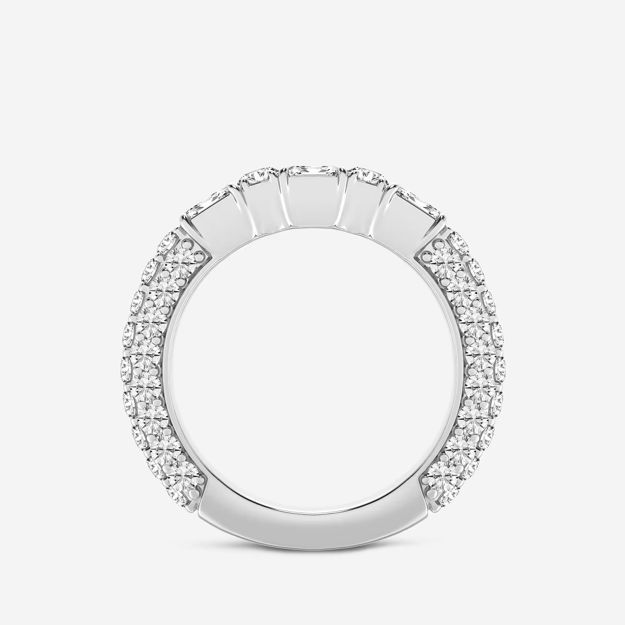 Rovelle Emerald & Round Lab-Grown Diamond Rollover Band