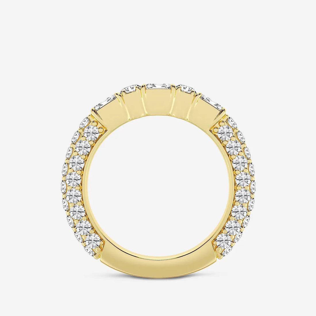 Rovelle Emerald & Round Lab-Grown Diamond Rollover Band