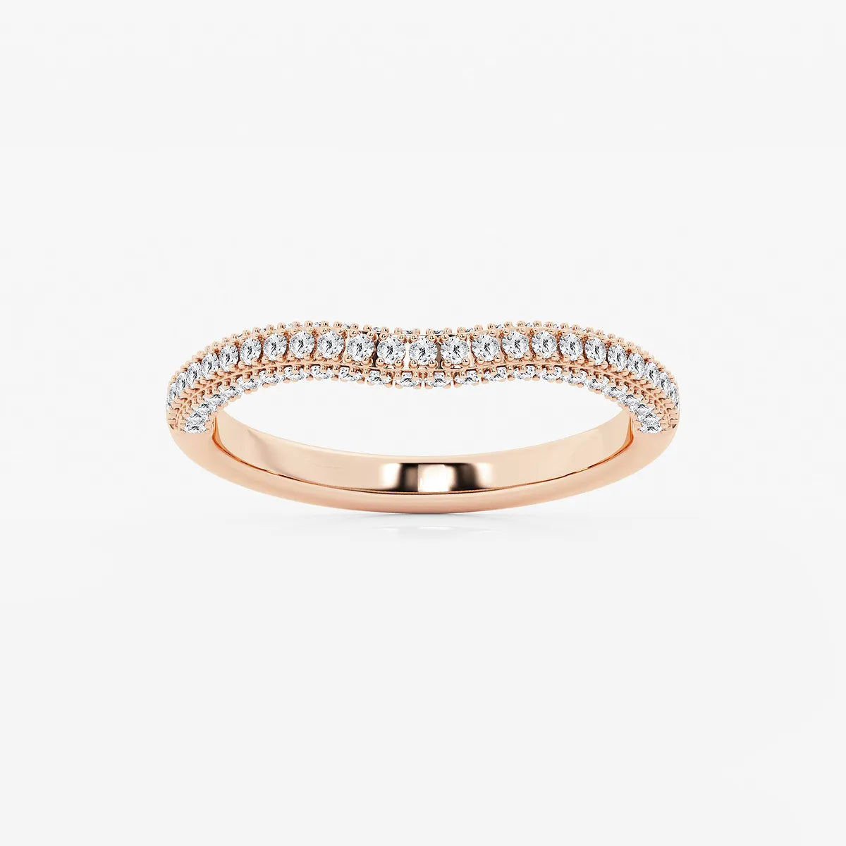 Arcelle Round Lab-Grown Diamond Prong Set Contour Wedding Band