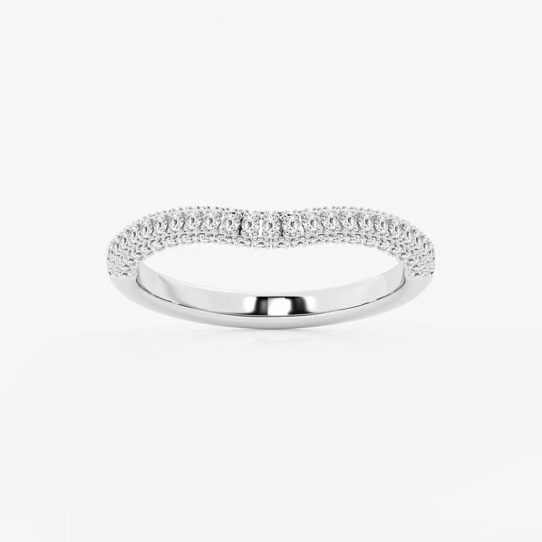 Arcelle Round Lab-Grown Diamond Prong Set Contour Wedding Band