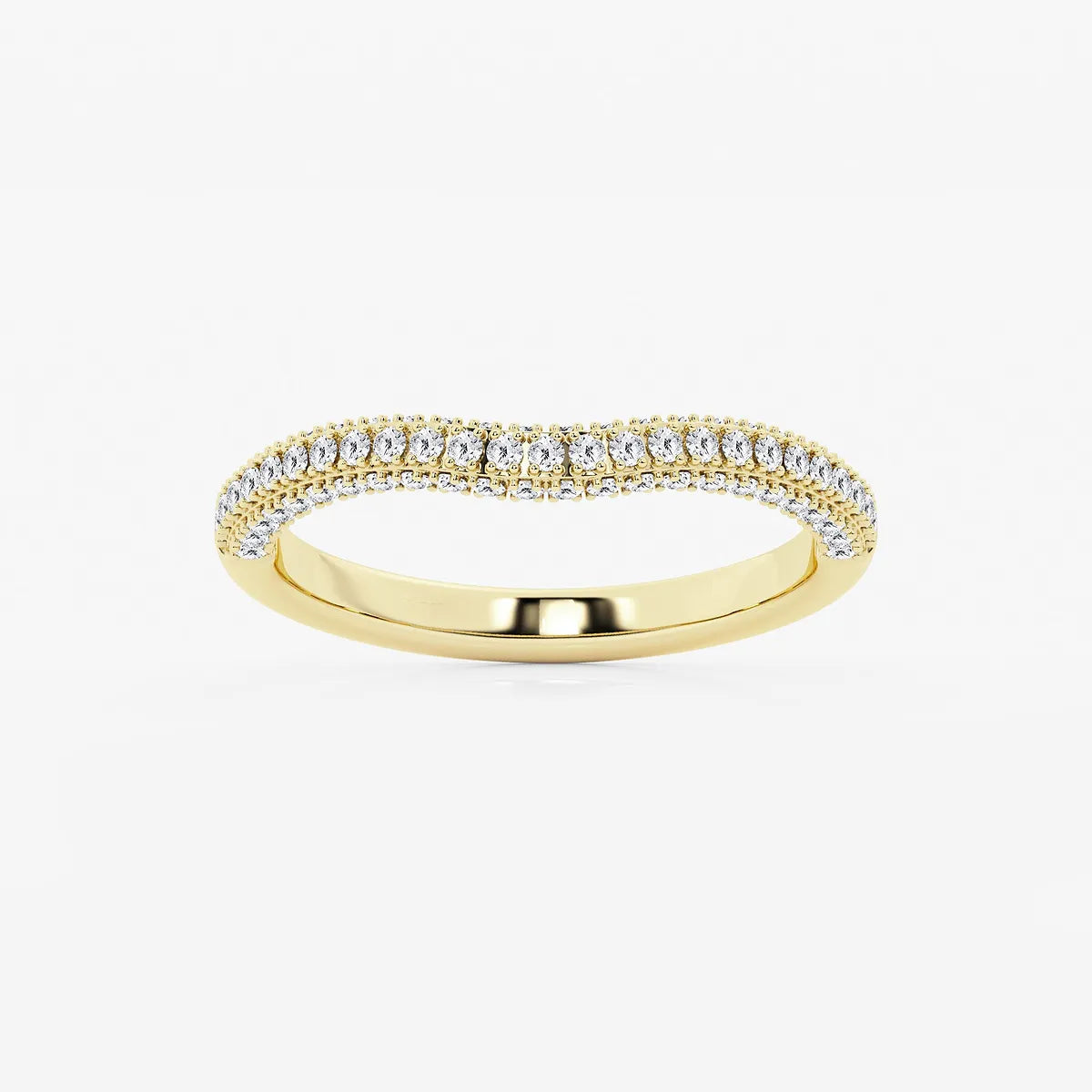 Arcelle Round Lab-Grown Diamond Prong Set Contour Wedding Band