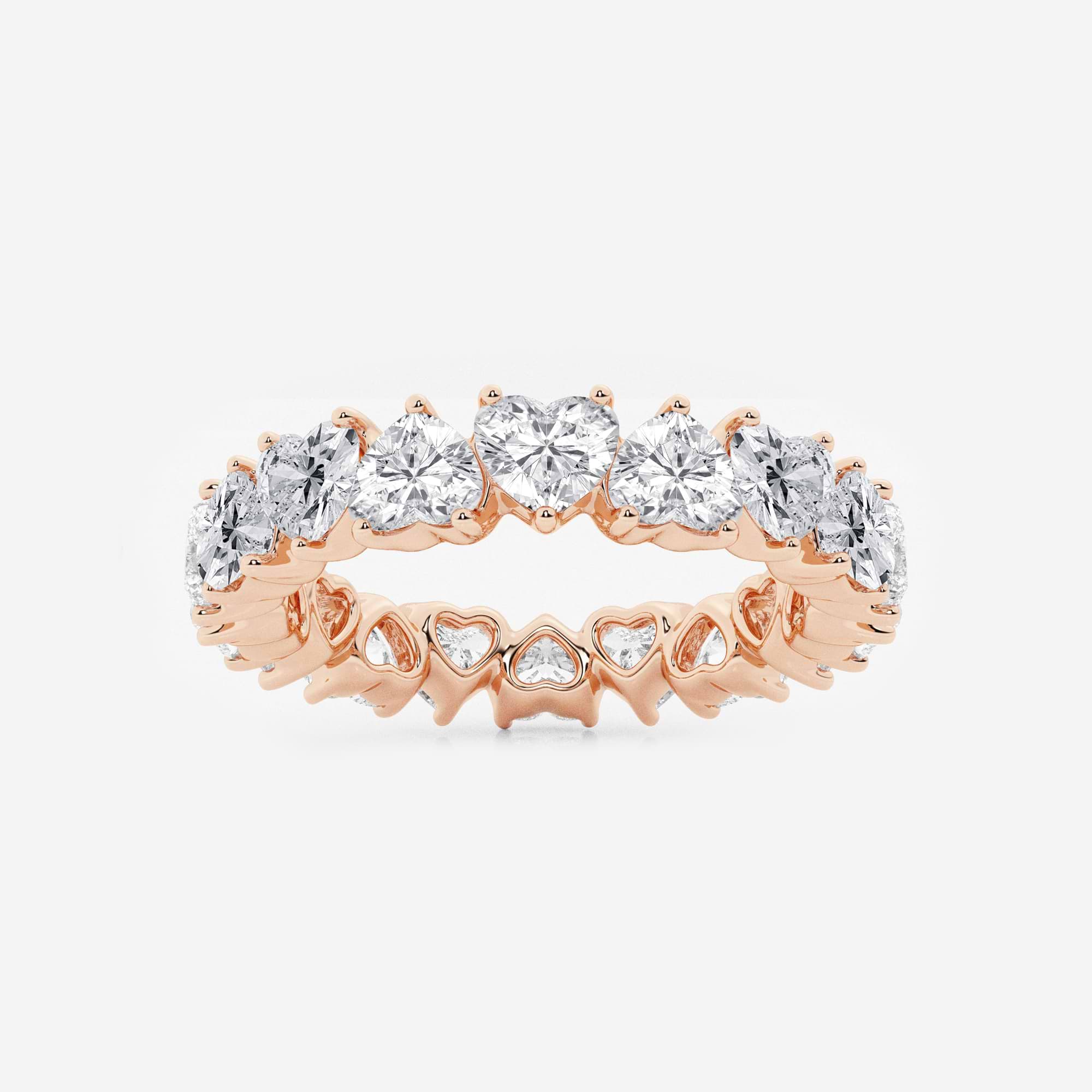 Romantic Alternating Heart Shape Lab Grown Diamond Eternity Band in Solid Gold