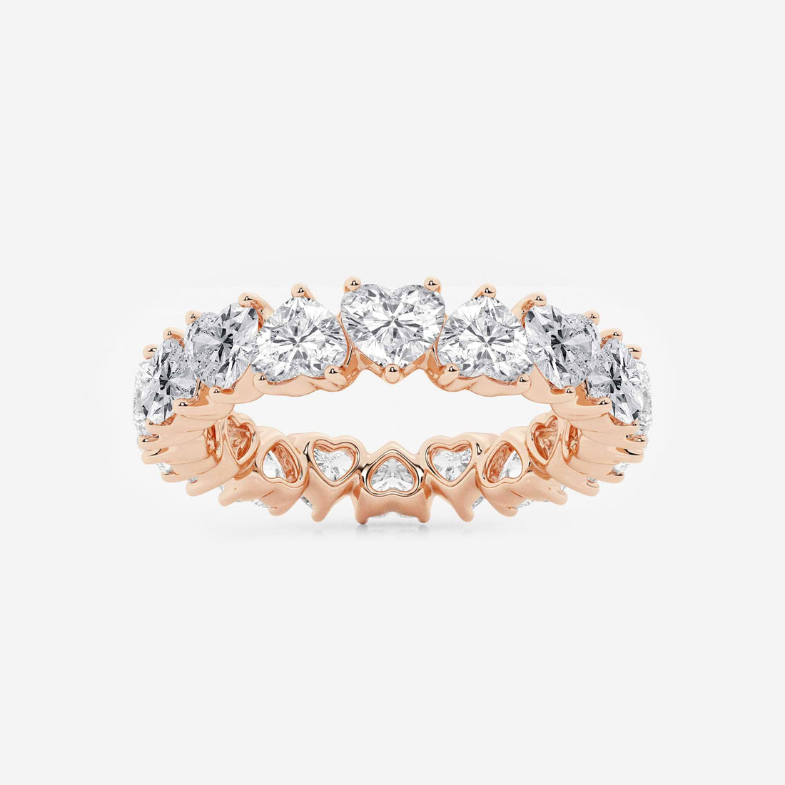 Romantic Alternating Heart Shape Lab Grown Diamond Eternity Band in Solid Gold