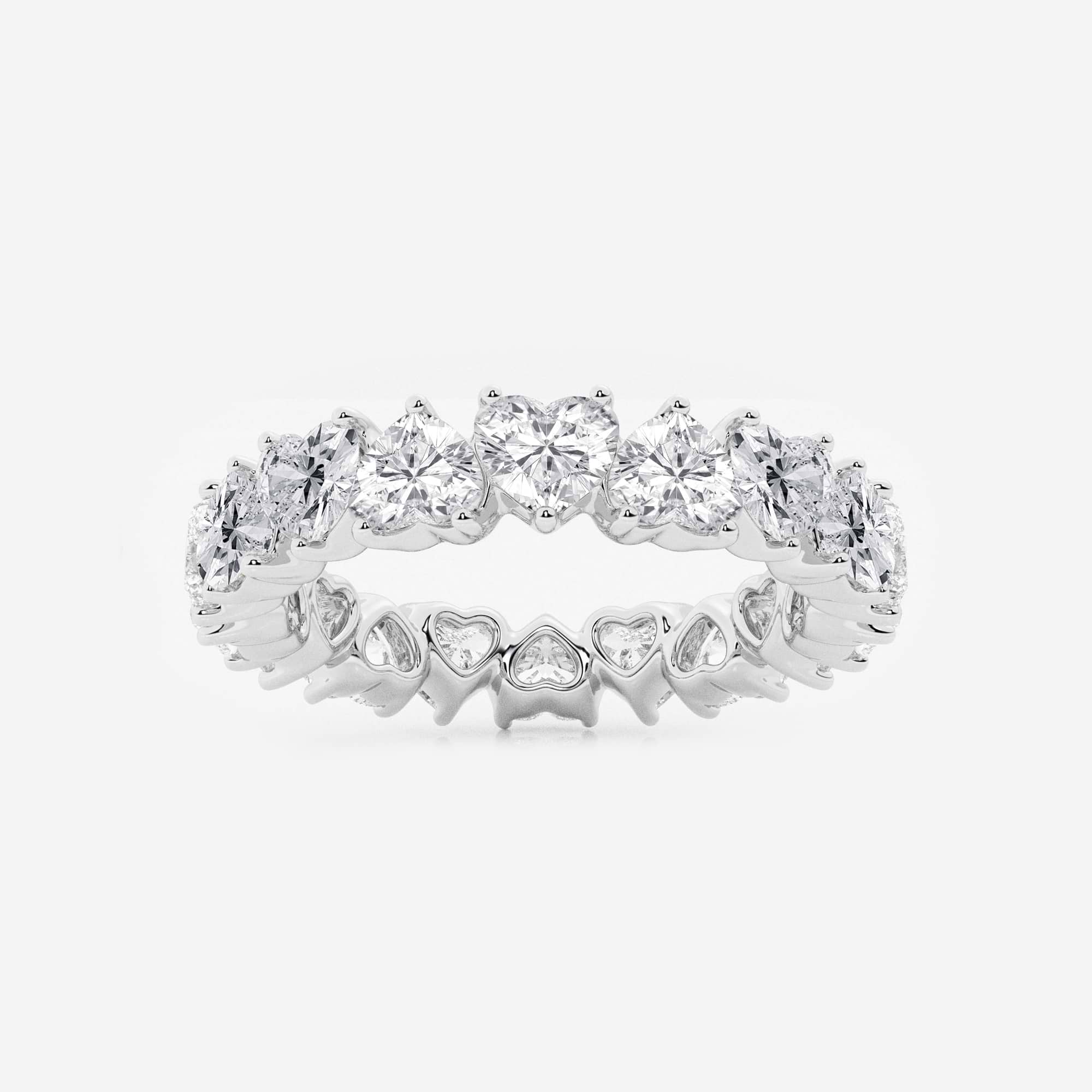 Romantic Alternating Heart Shape Lab Grown Diamond Eternity Band in Solid Gold