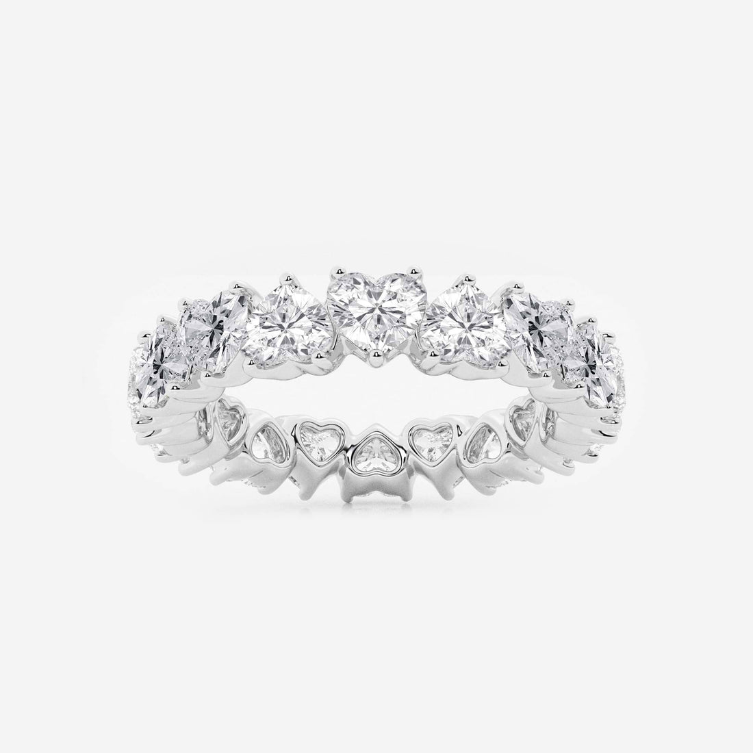 Romantic Alternating Heart Shape Lab Grown Diamond Eternity Band in Solid Gold