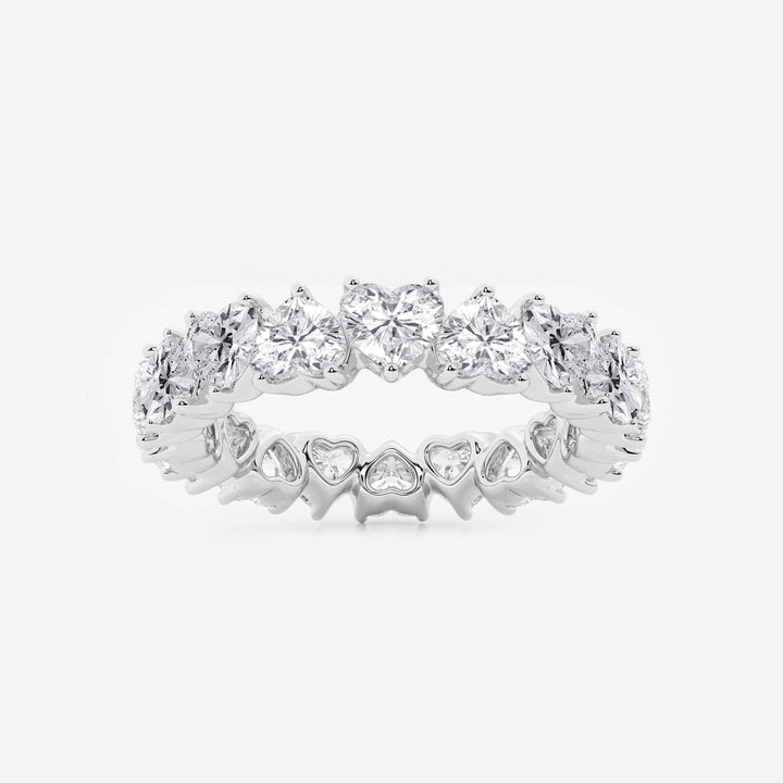 Romantic Alternating Heart Shape Lab Grown Diamond Eternity Band in Solid Gold