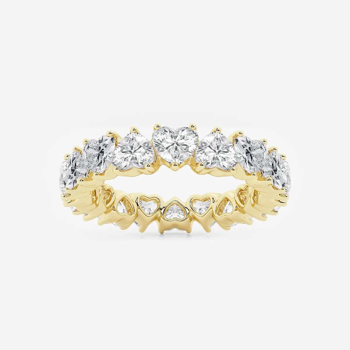 Romantic Alternating Heart Shape Lab Grown Diamond Eternity Band in Solid Gold