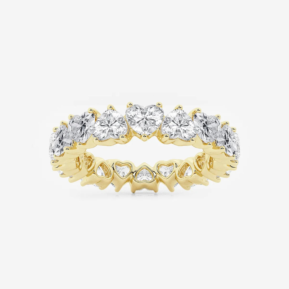 Romantic Alternating Heart Shape Lab Grown Diamond Eternity Band in Solid Gold