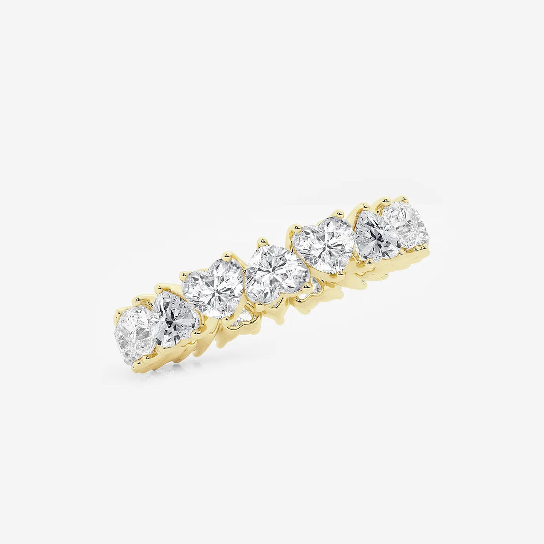 Romantic Alternating Heart Shape Lab Grown Diamond Eternity Band in Solid Gold