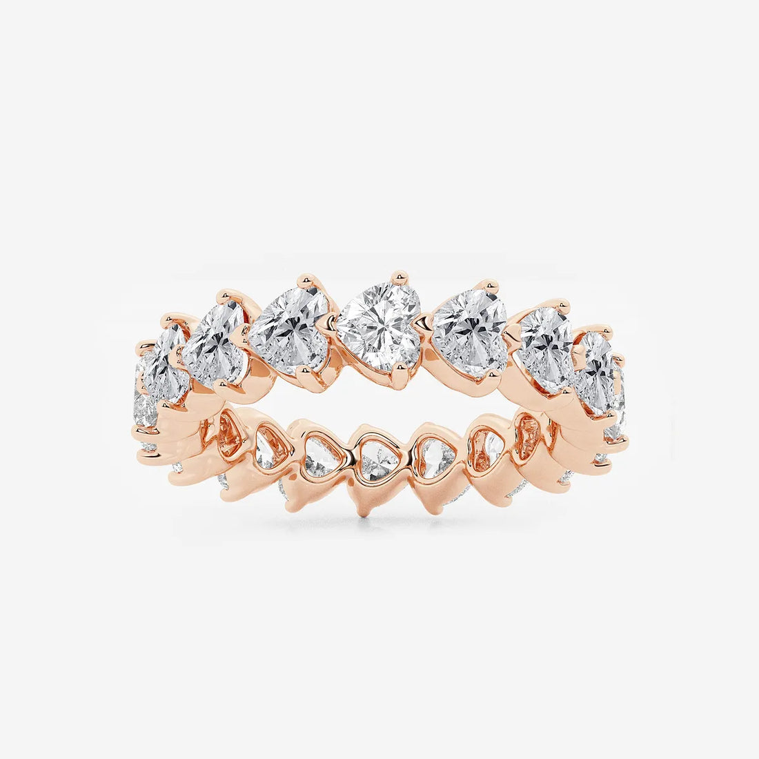 Elegant Floating Heart Shape Lab Grown Diamond Eternity Band in Solid Gold