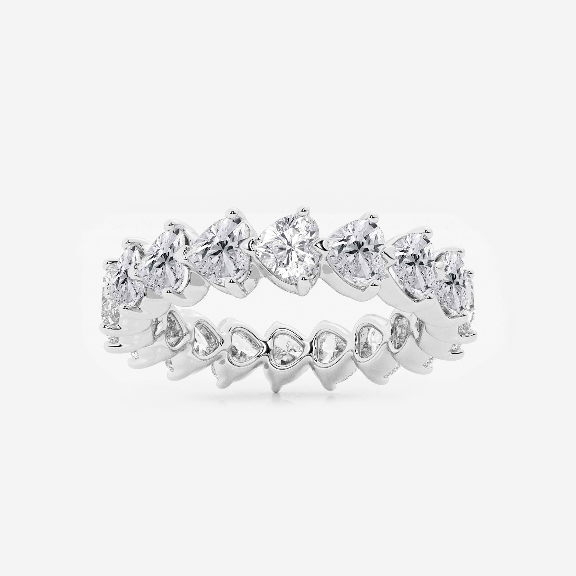 Elegant Floating Heart Shape Lab Grown Diamond Eternity Band in Solid Gold