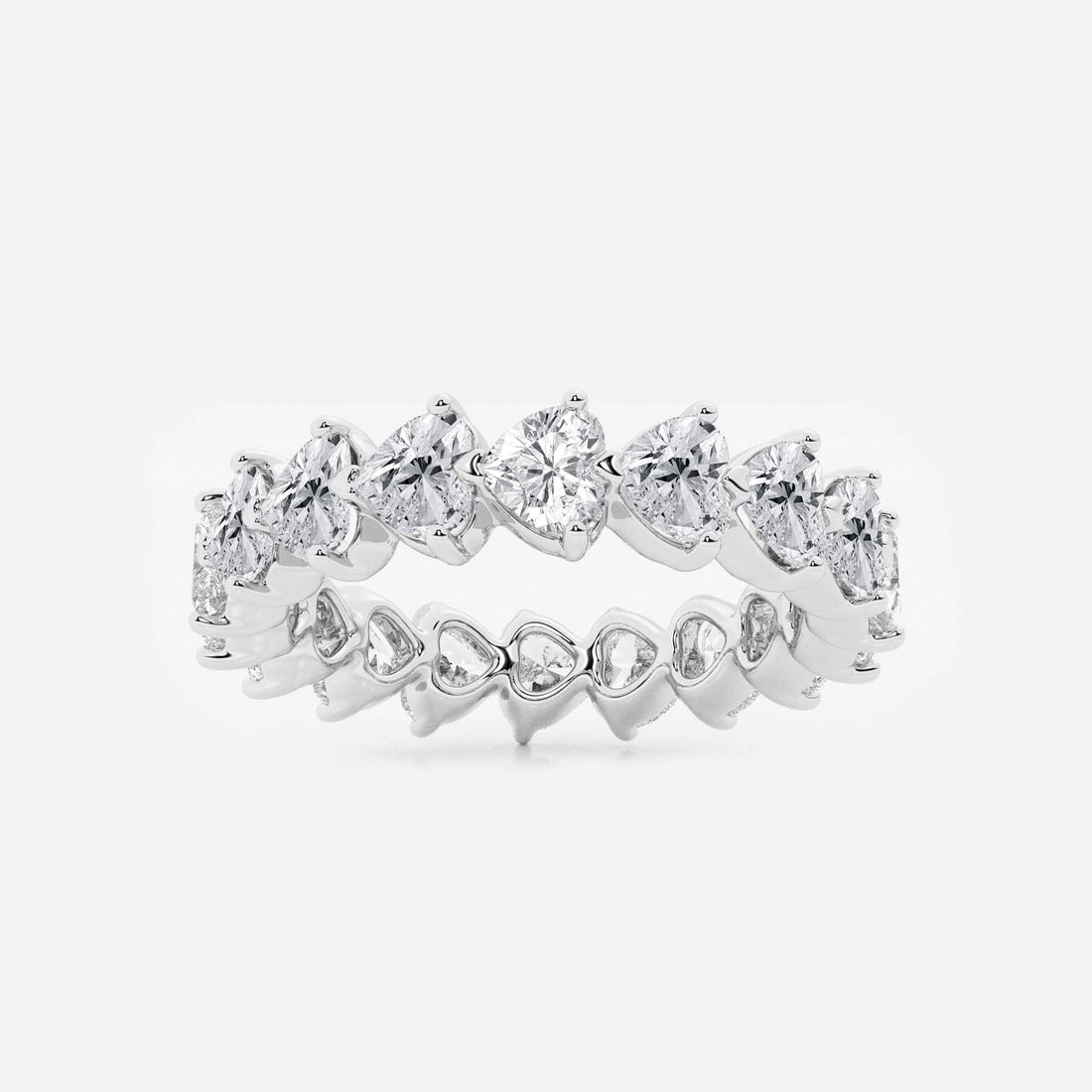 Elegant Floating Heart Shape Lab Grown Diamond Eternity Band in Solid Gold