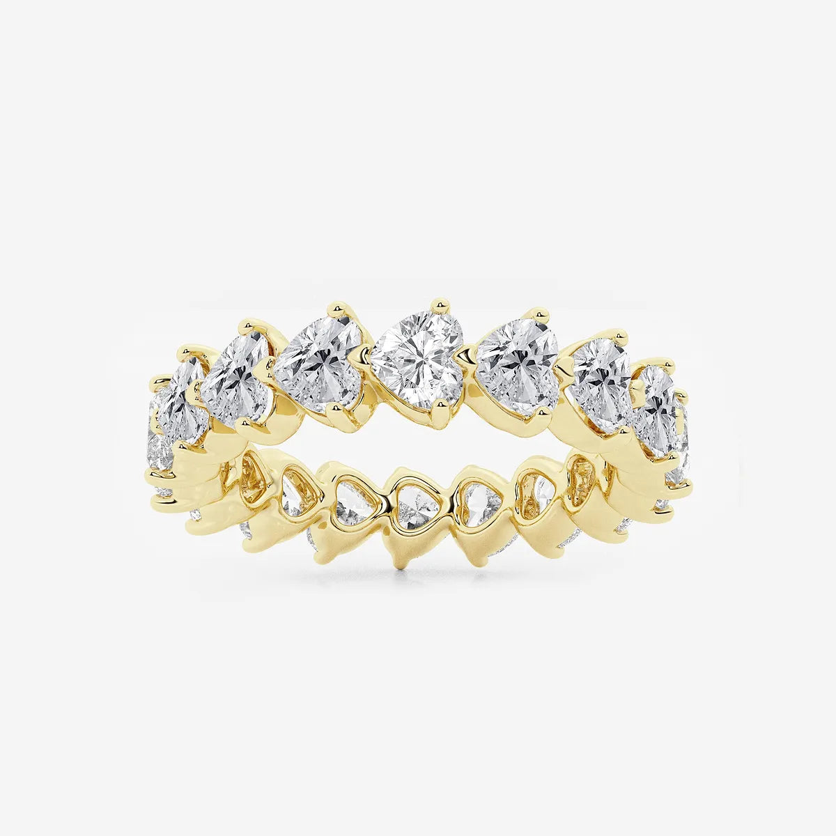 Elegant Floating Heart Shape Lab Grown Diamond Eternity Band in Solid Gold