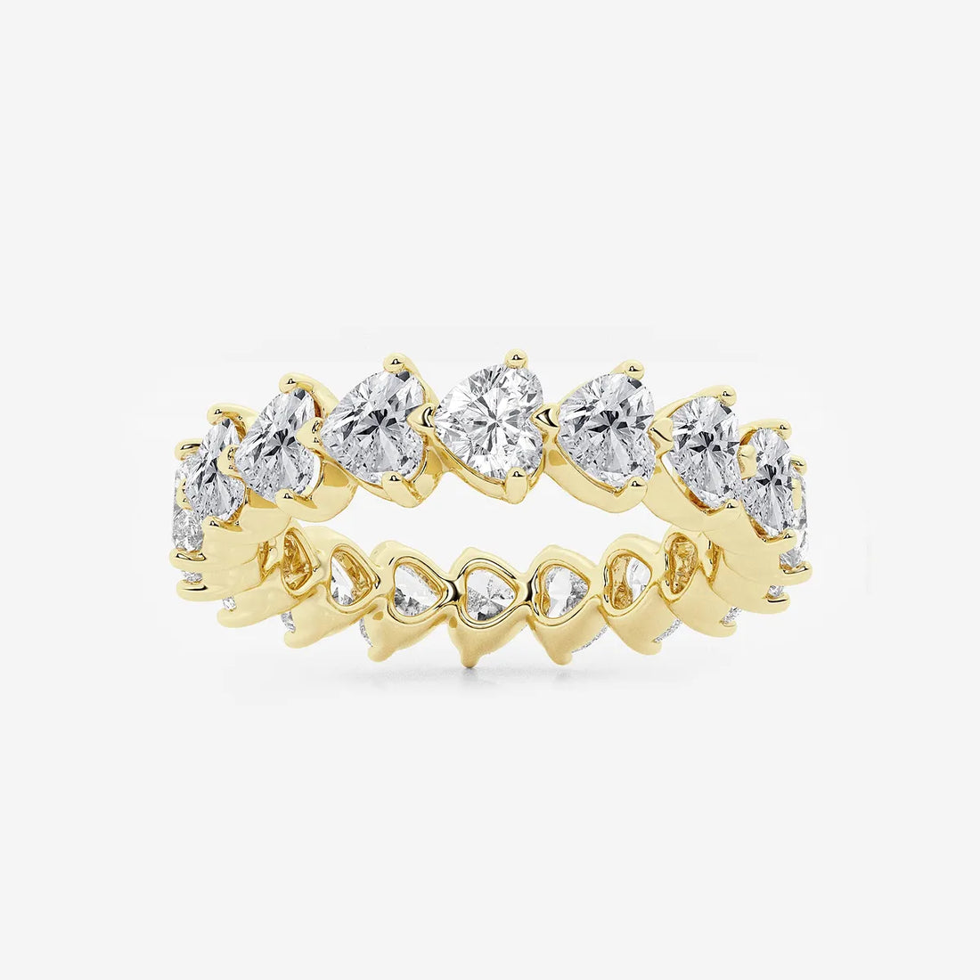 Elegant Floating Heart Shape Lab Grown Diamond Eternity Band in Solid Gold