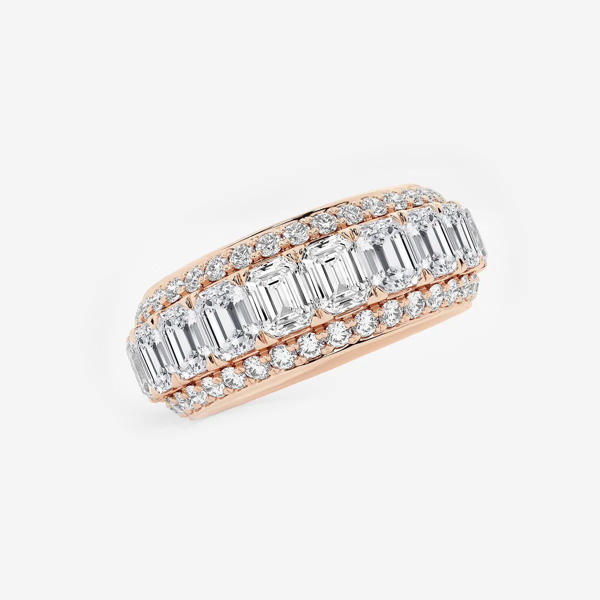 FrameLuxe Emerald & Round Lab-Grown Diamond Eternity Band