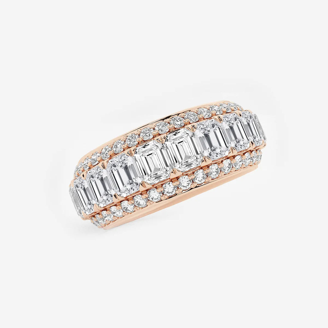 FrameLuxe Emerald & Round Lab-Grown Diamond Eternity Band