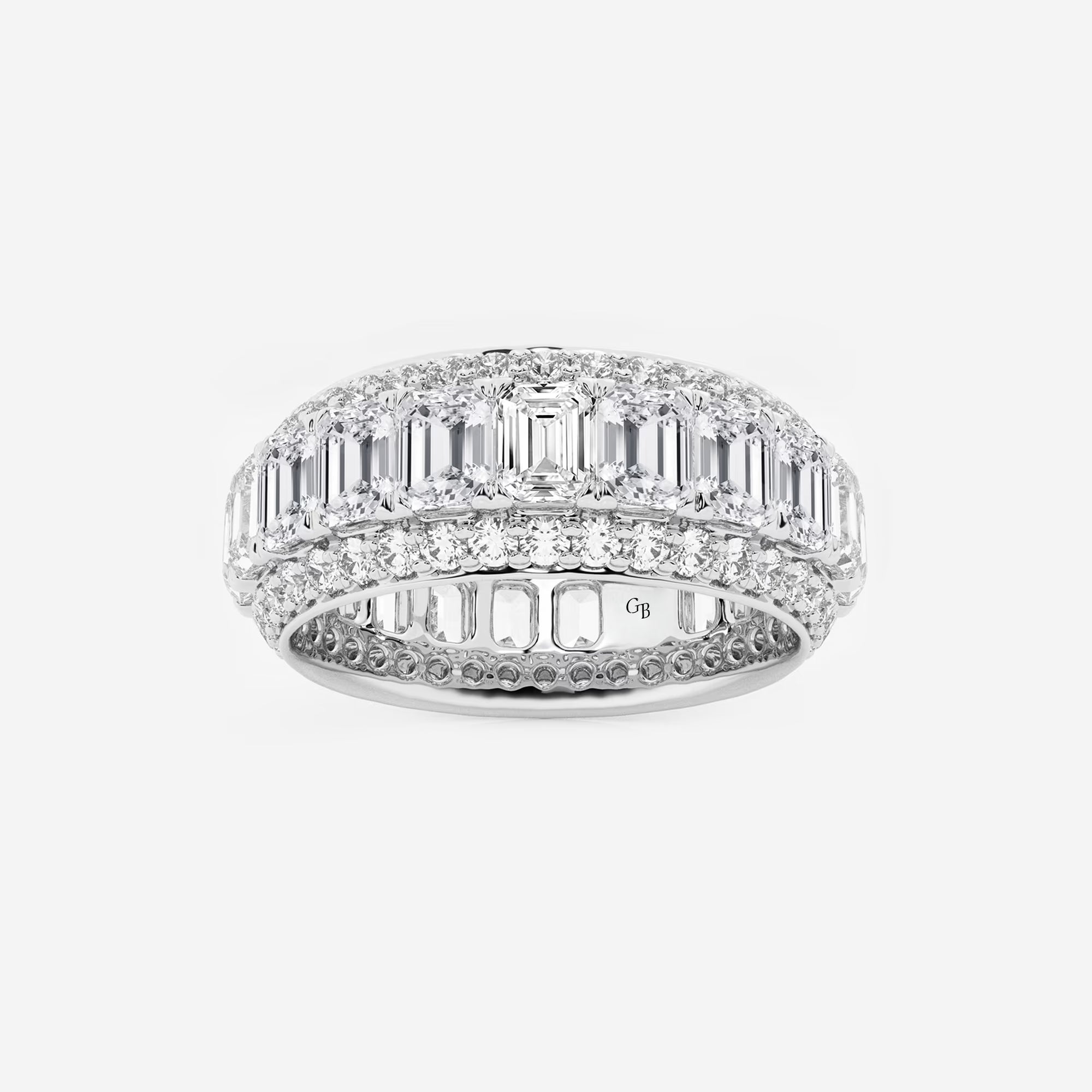 FrameLuxe Emerald & Round Lab-Grown Diamond Eternity Band