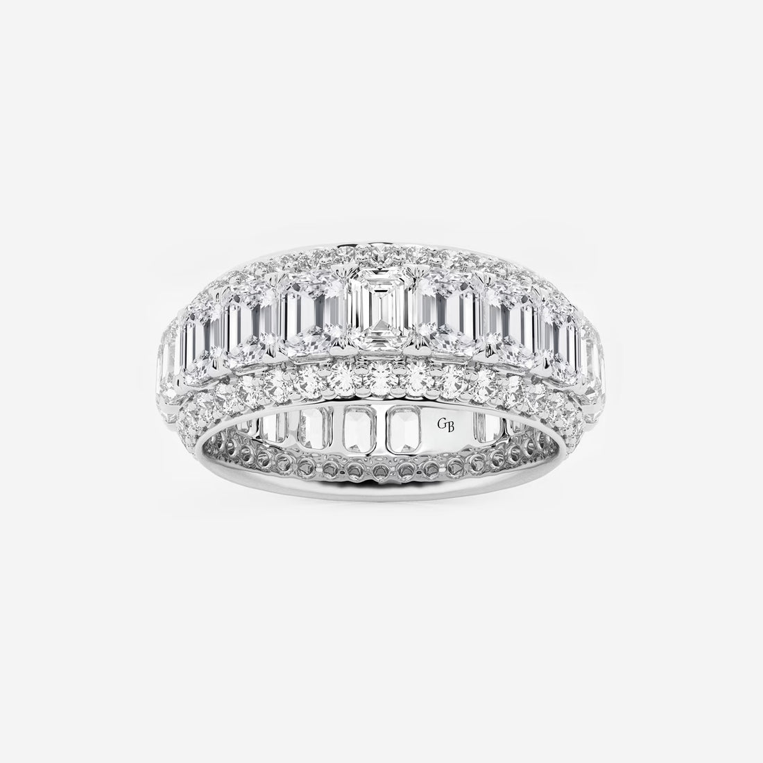 FrameLuxe Emerald & Round Lab-Grown Diamond Eternity Band
