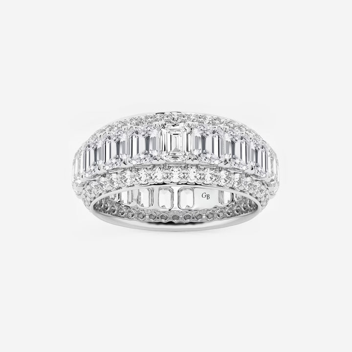 FrameLuxe Emerald & Round Lab-Grown Diamond Eternity Band
