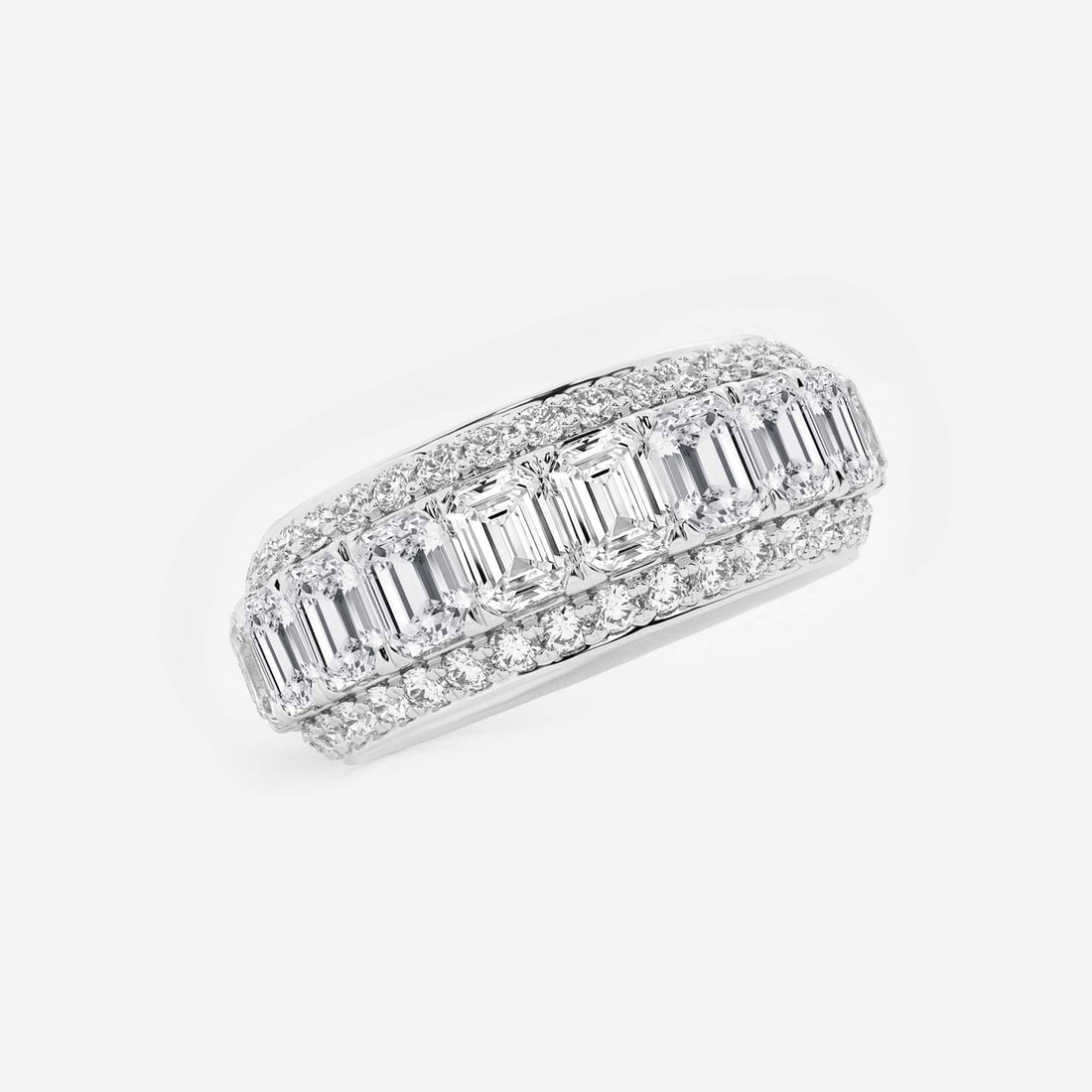 FrameLuxe Emerald & Round Lab-Grown Diamond Eternity Band