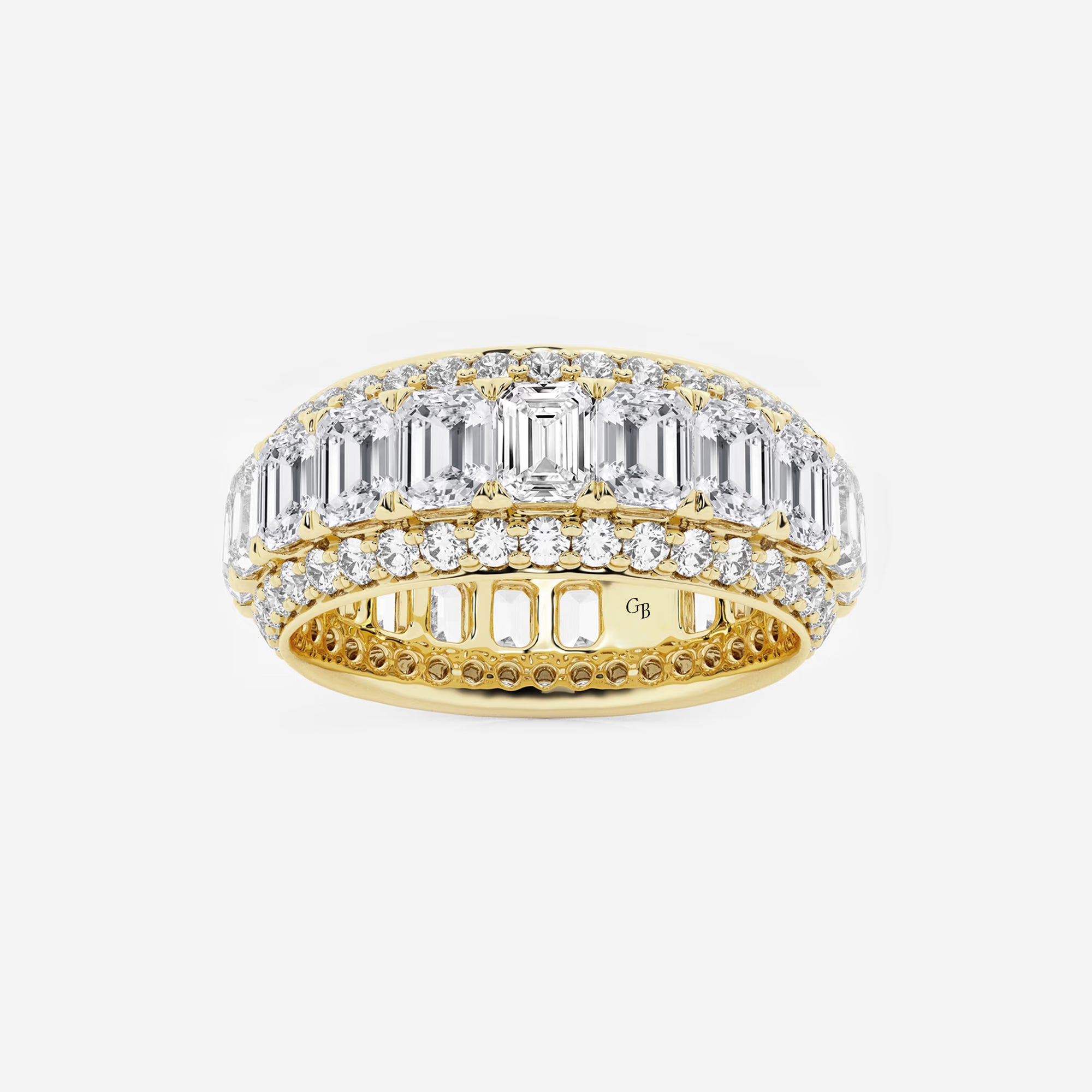 FrameLuxe Emerald & Round Lab-Grown Diamond Eternity Band