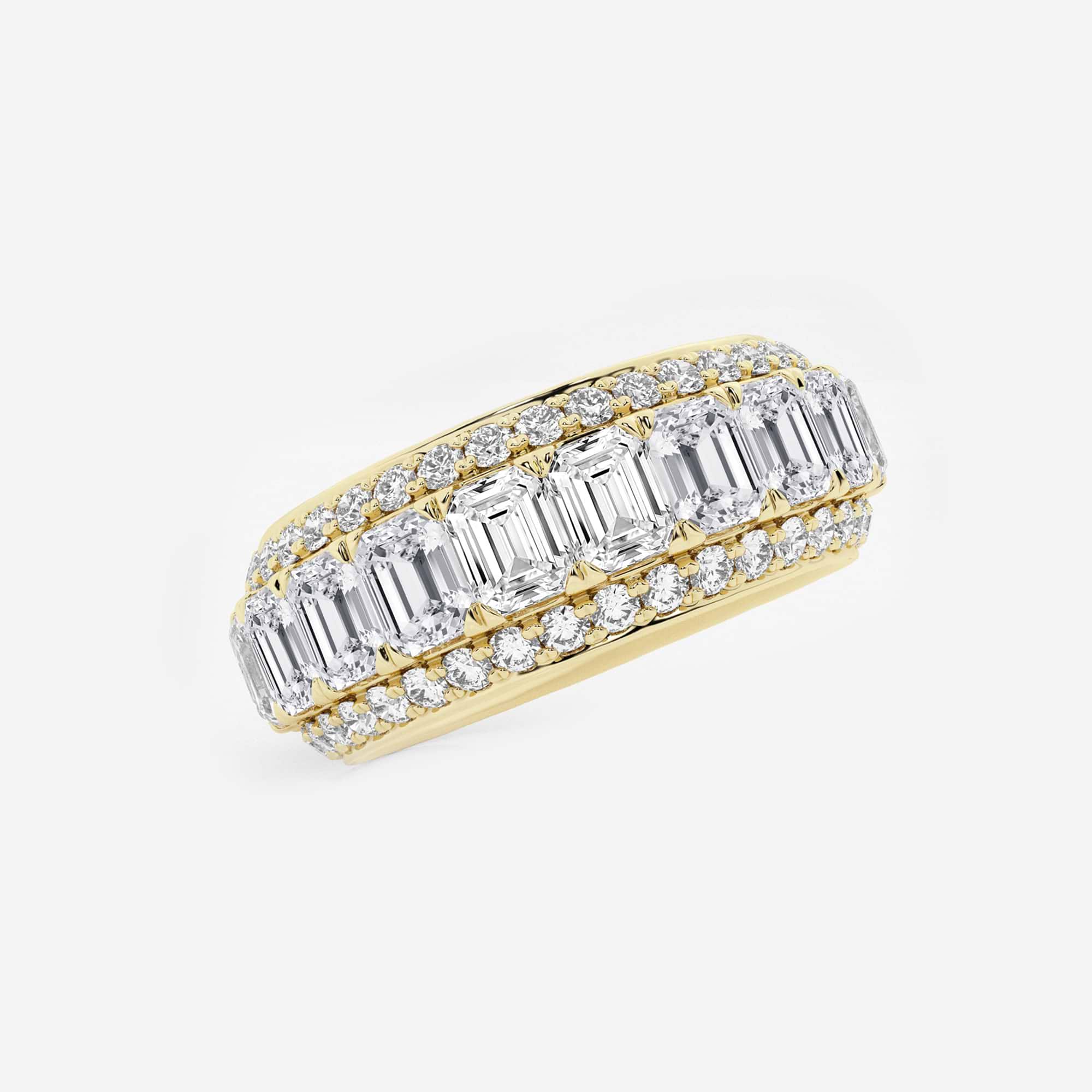 FrameLuxe Emerald & Round Lab-Grown Diamond Eternity Band