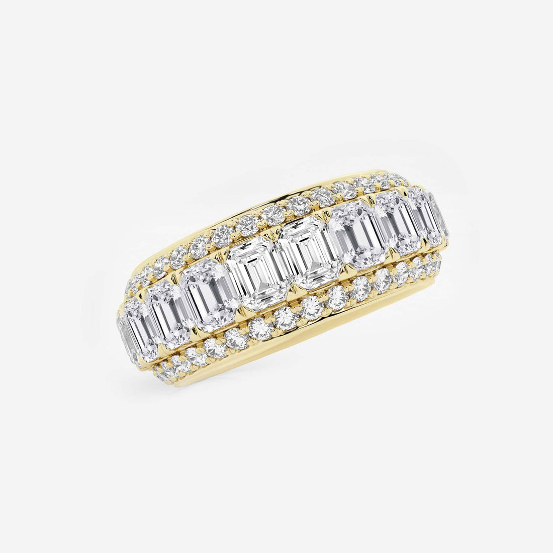 FrameLuxe Emerald & Round Lab-Grown Diamond Eternity Band