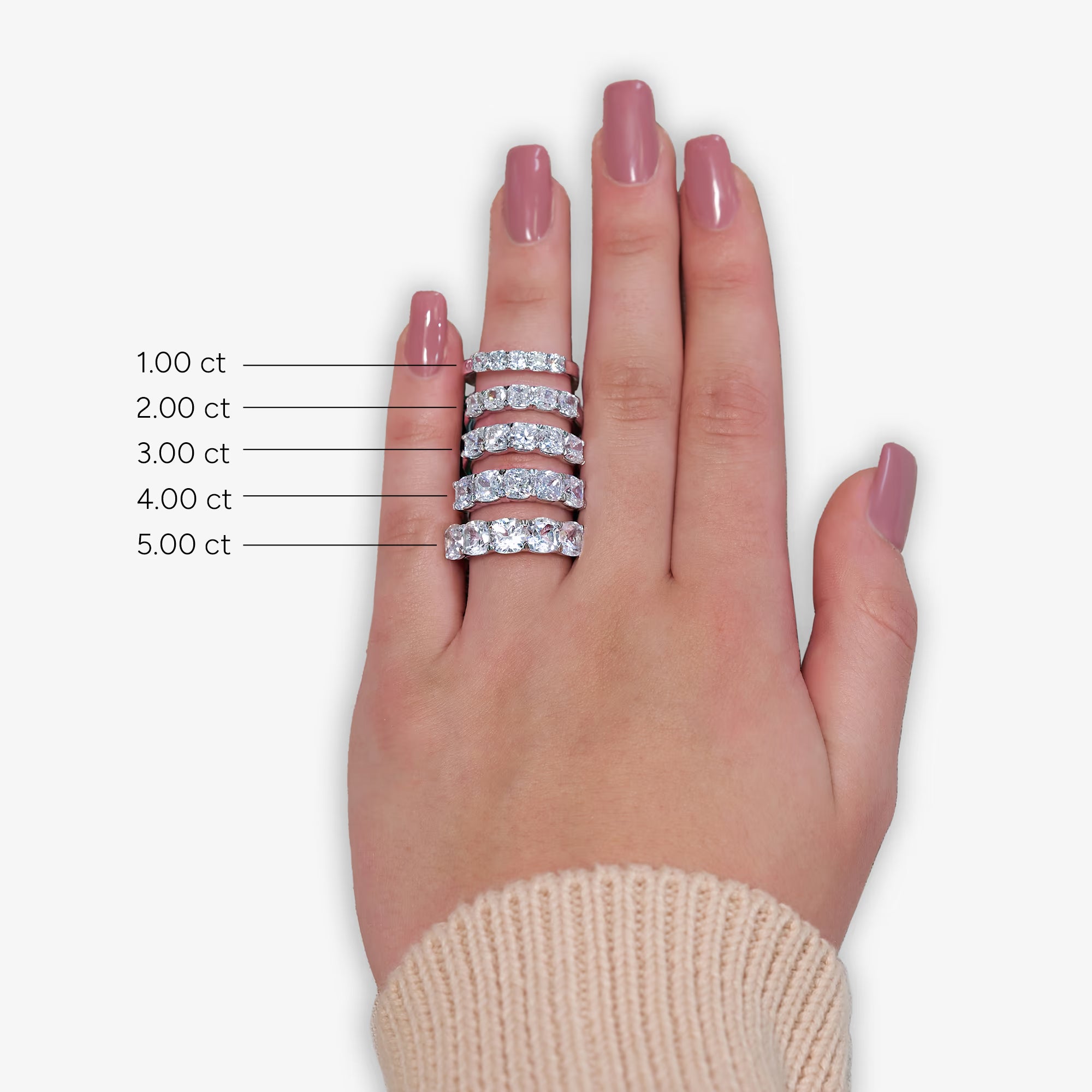 Elegant Cushion Cut Lab Grown Diamond Five Stone Anniversary Band in Solid Gold