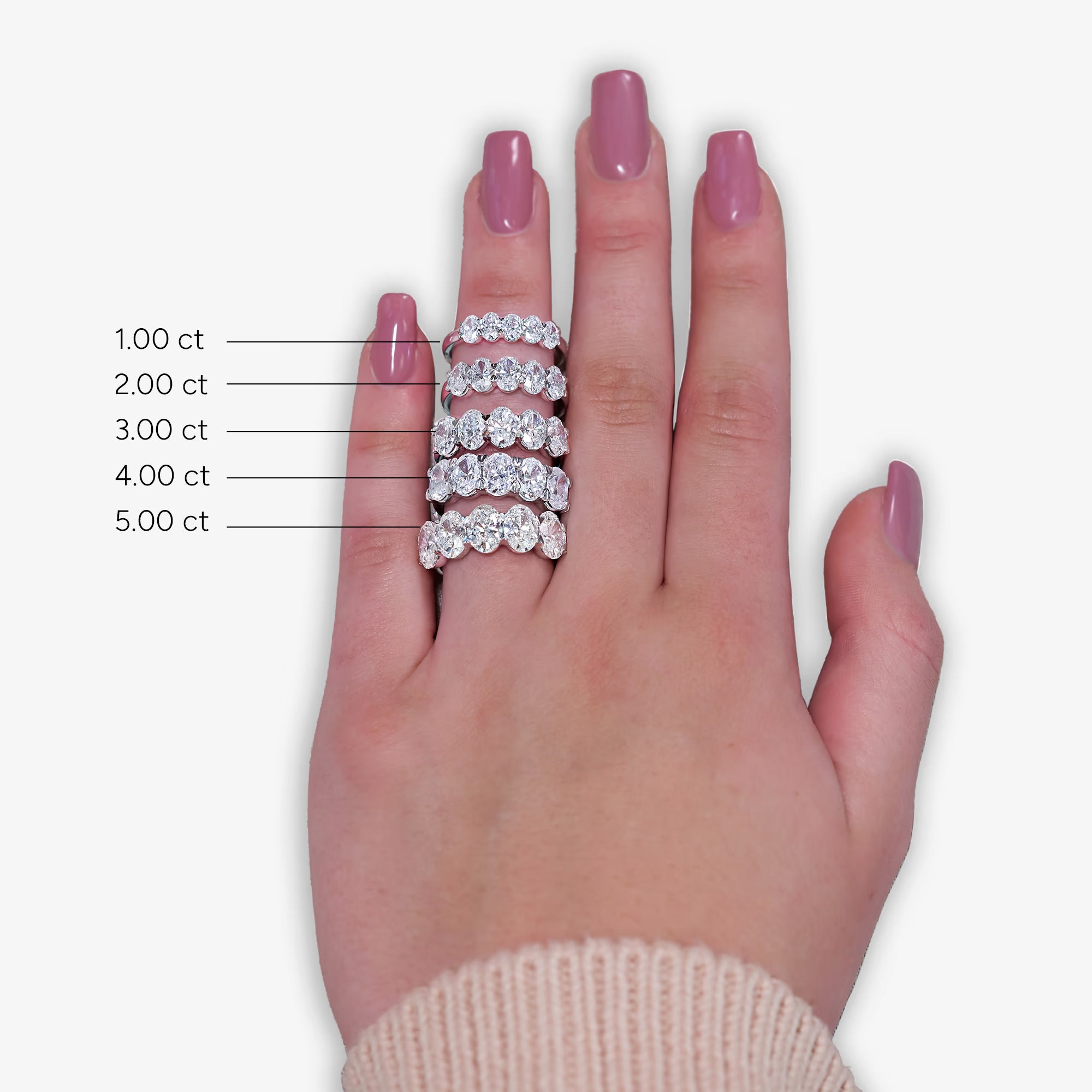 Elegant Oval Lab Grown Diamond Multi Stone Anniversary Band in Solid Gold