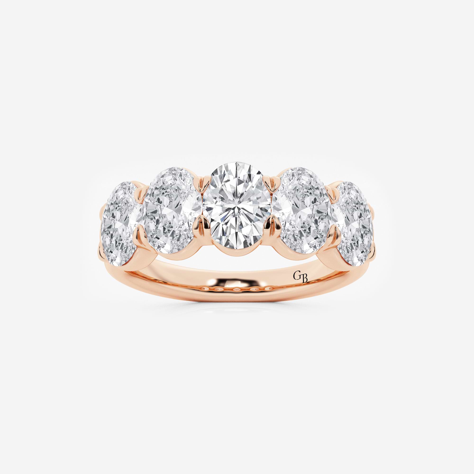 Elegant Oval Lab Grown Diamond Multi Stone Anniversary Band in Solid Gold