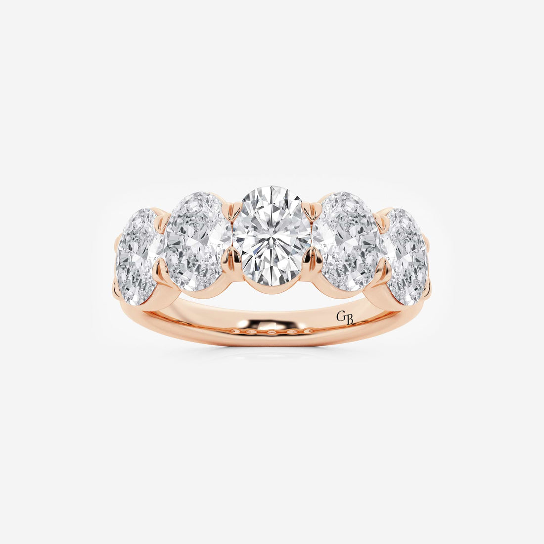 Elegant Oval Lab Grown Diamond Multi Stone Anniversary Band in Solid Gold