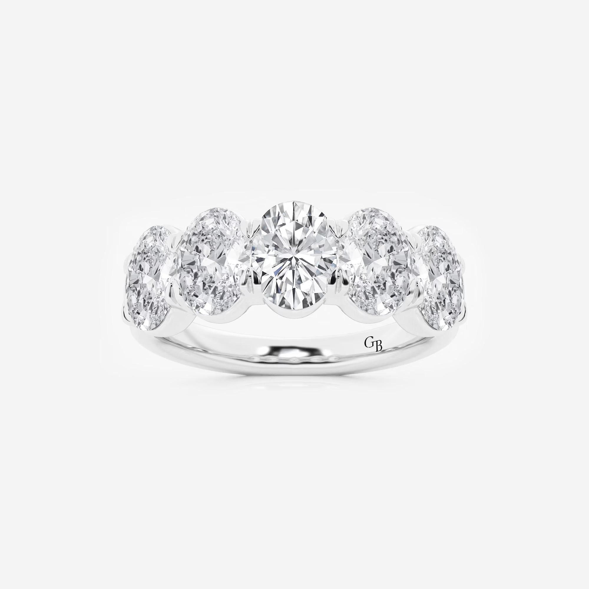 Elegant Oval Lab Grown Diamond Multi Stone Anniversary Band in Solid Gold