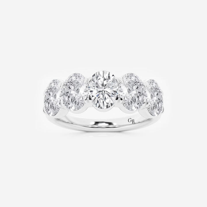 Elegant Oval Lab Grown Diamond Multi Stone Anniversary Band in Solid Gold