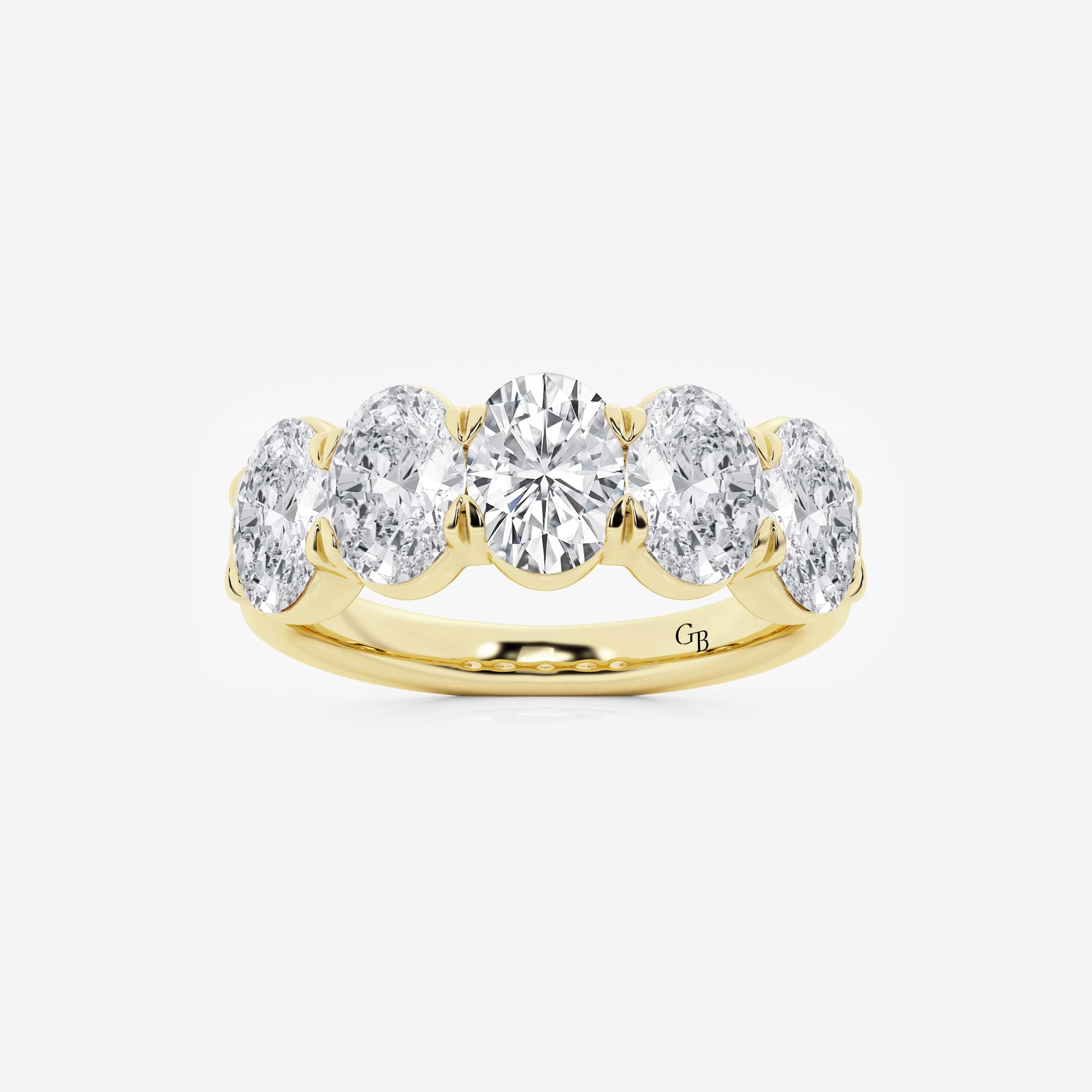 Elegant Oval Lab Grown Diamond Multi Stone Anniversary Band in Solid Gold