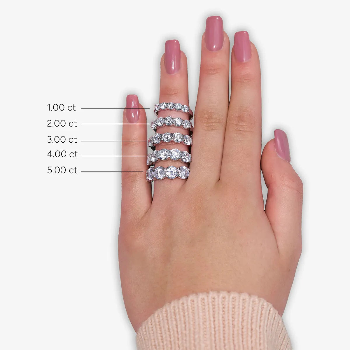 Bold Five Stone Round Lab Grown Diamond Anniversary Band in Solid Gold