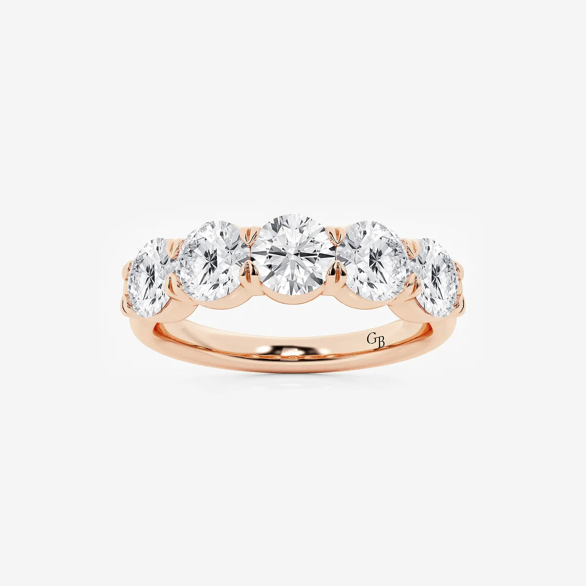Bold Five Stone Round Lab Grown Diamond Anniversary Band in Solid Gold