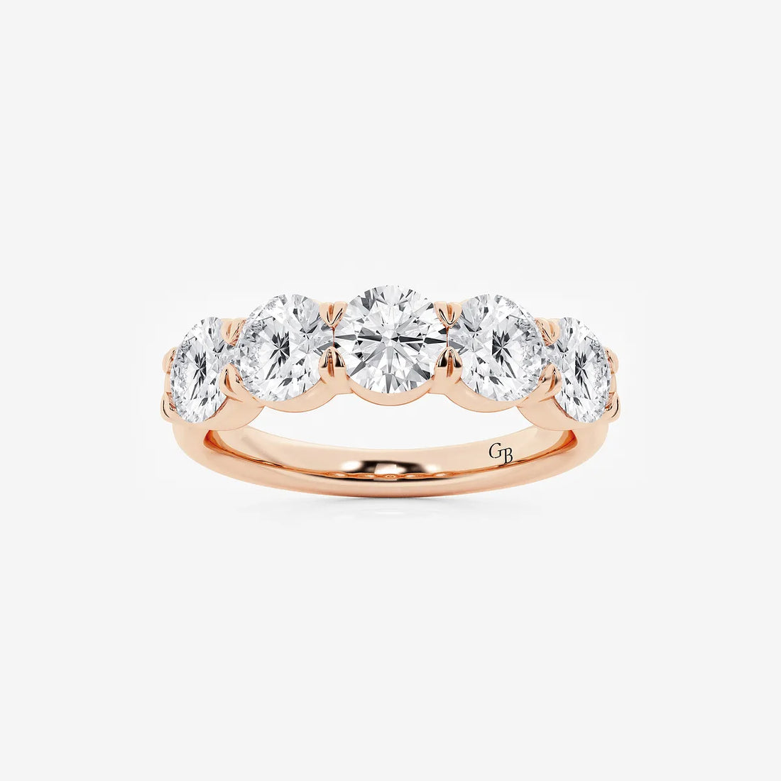 Bold Five Stone Round Lab Grown Diamond Anniversary Band in Solid Gold