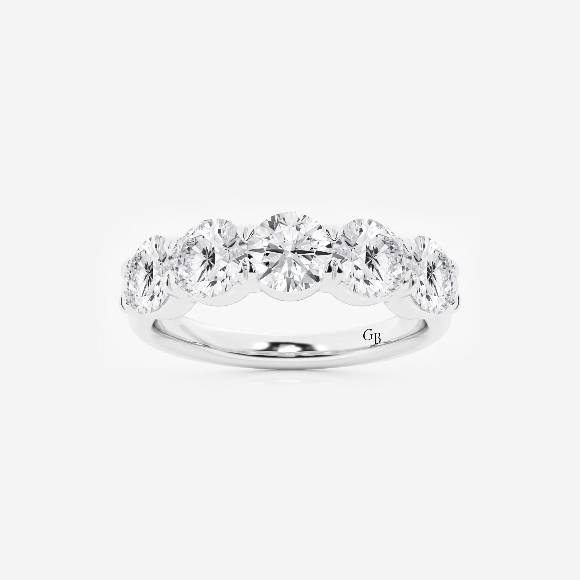 Bold Five Stone Round Lab Grown Diamond Anniversary Band in Solid Gold