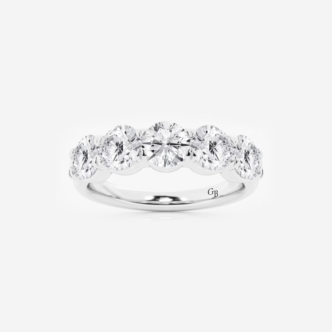 Bold Five Stone Round Lab Grown Diamond Anniversary Band in Solid Gold