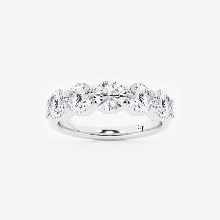 Bold Five Stone Round Lab Grown Diamond Anniversary Band in Solid Gold
