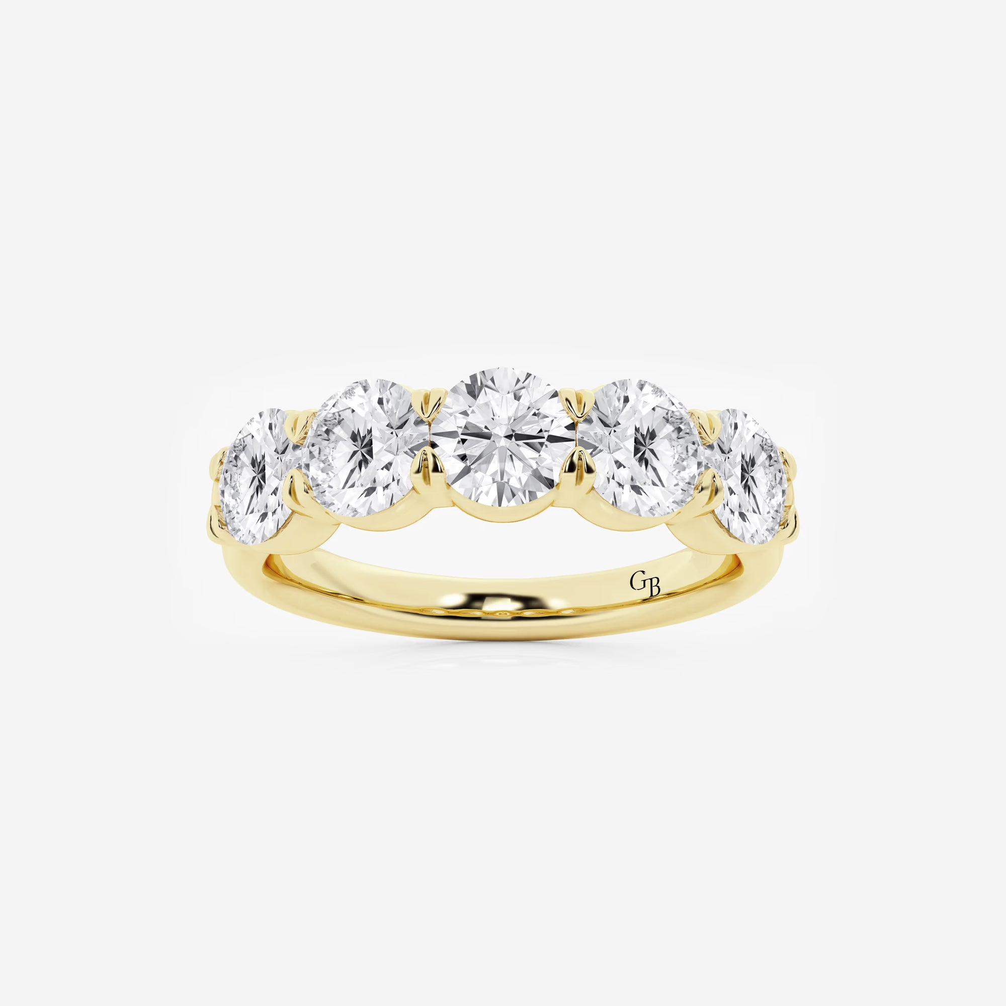 Bold Five Stone Round Lab Grown Diamond Anniversary Band in Solid Gold