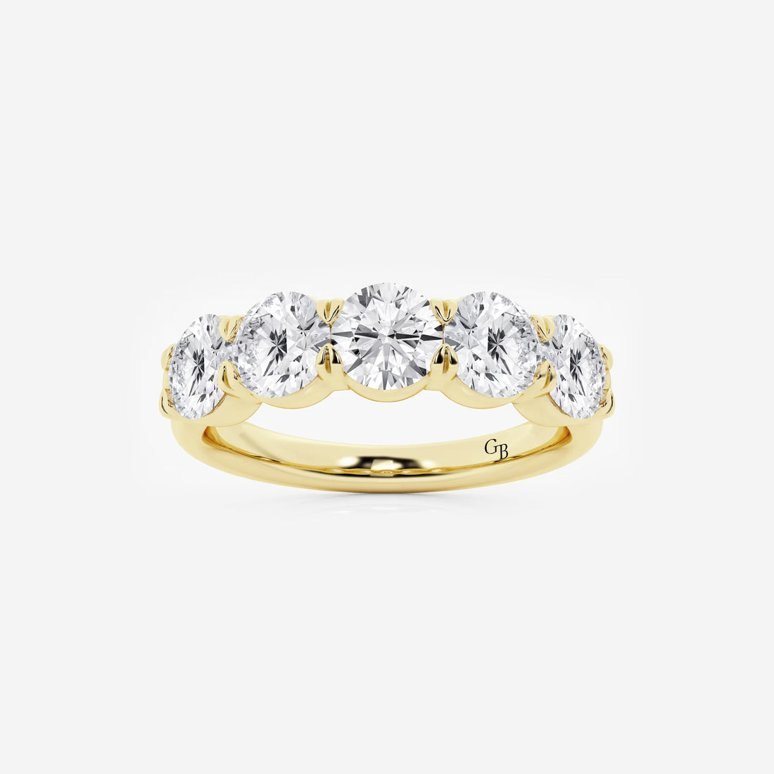 Bold Five Stone Round Lab Grown Diamond Anniversary Band in Solid Gold