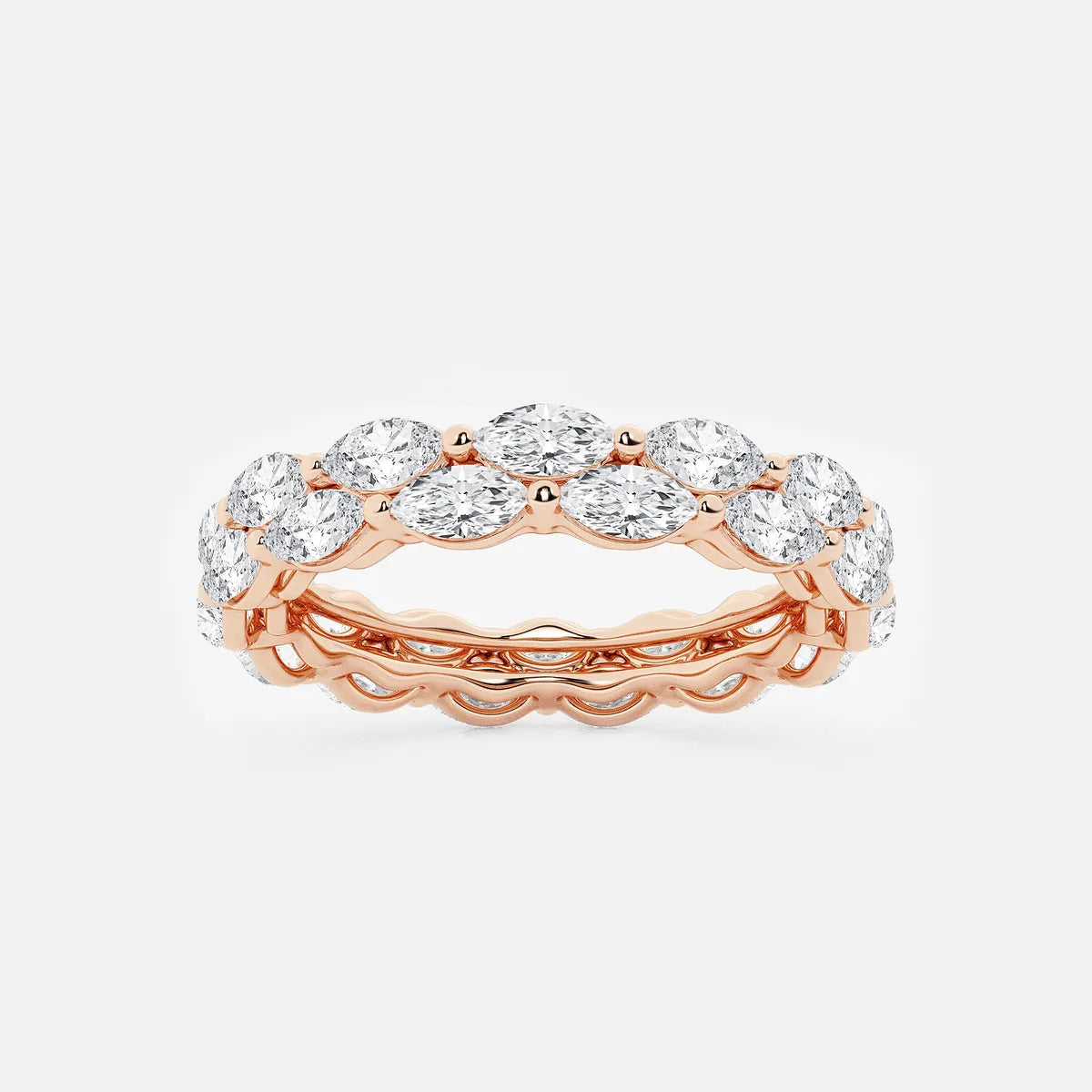 Double Row Marquise Lab-Grown Diamond Eternity Band in Gold | Elegant Stackable Wedding Ring