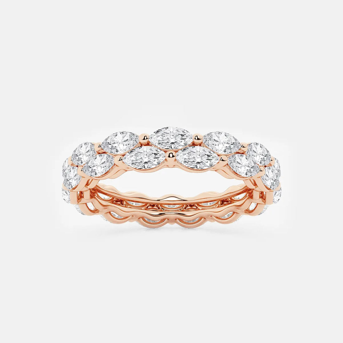 Double Row Marquise Lab-Grown Diamond Eternity Band in Gold | Elegant Stackable Wedding Ring