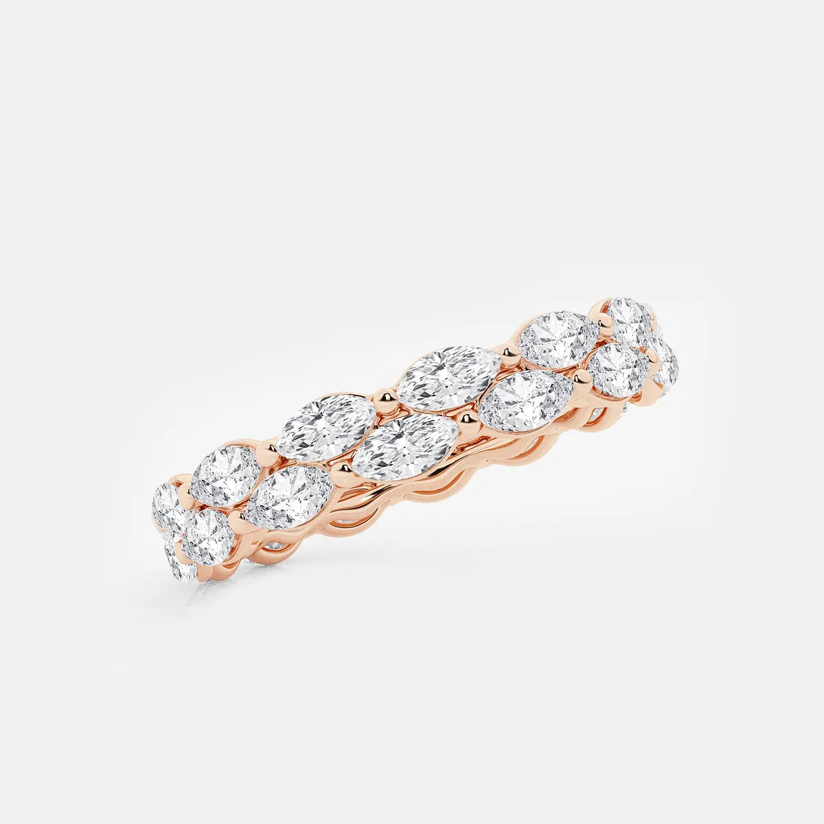 Double Row Marquise Lab-Grown Diamond Eternity Band in Gold | Elegant Stackable Wedding Ring