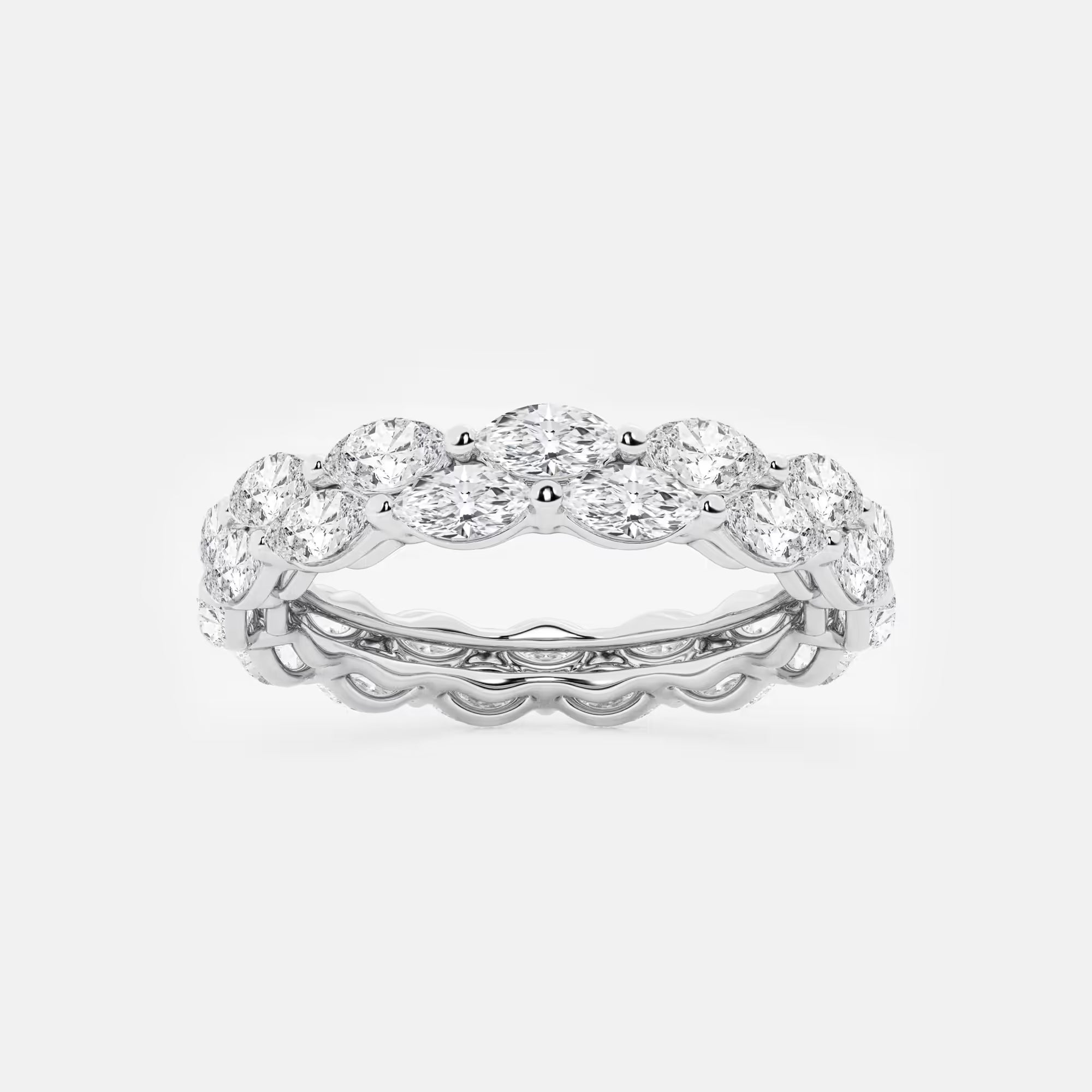 Double Row Marquise Lab-Grown Diamond Eternity Band in Gold | Elegant Stackable Wedding Ring