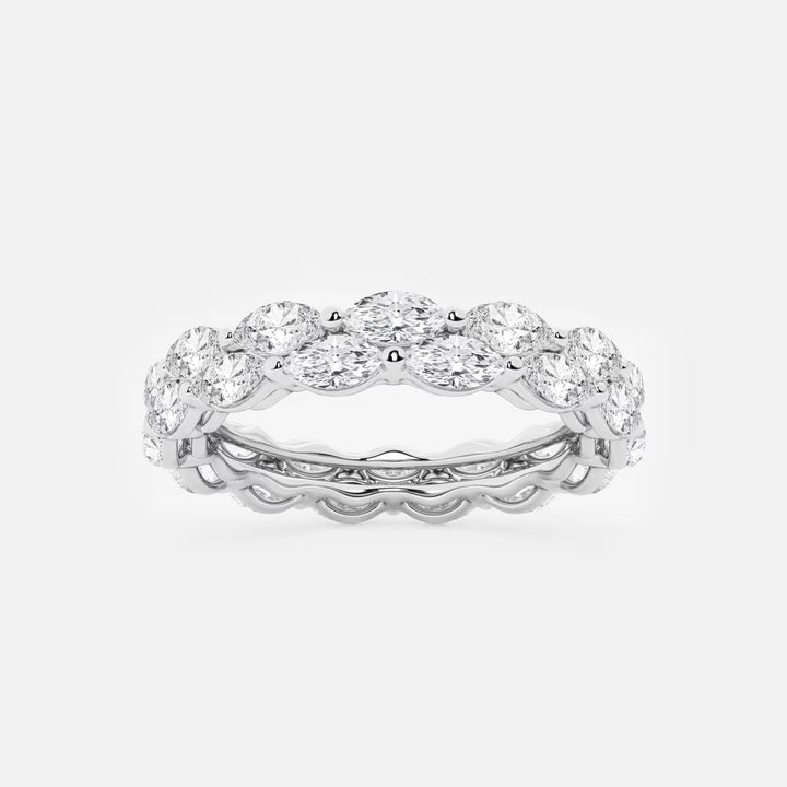 Double Row Marquise Lab-Grown Diamond Eternity Band in Gold | Elegant Stackable Wedding Ring