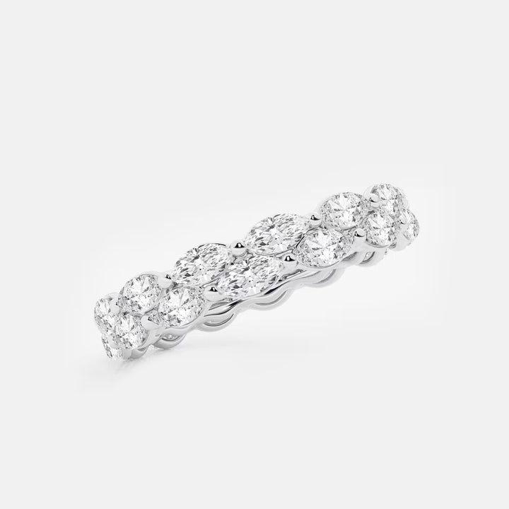 Double Row Marquise Lab-Grown Diamond Eternity Band in Gold | Elegant Stackable Wedding Ring