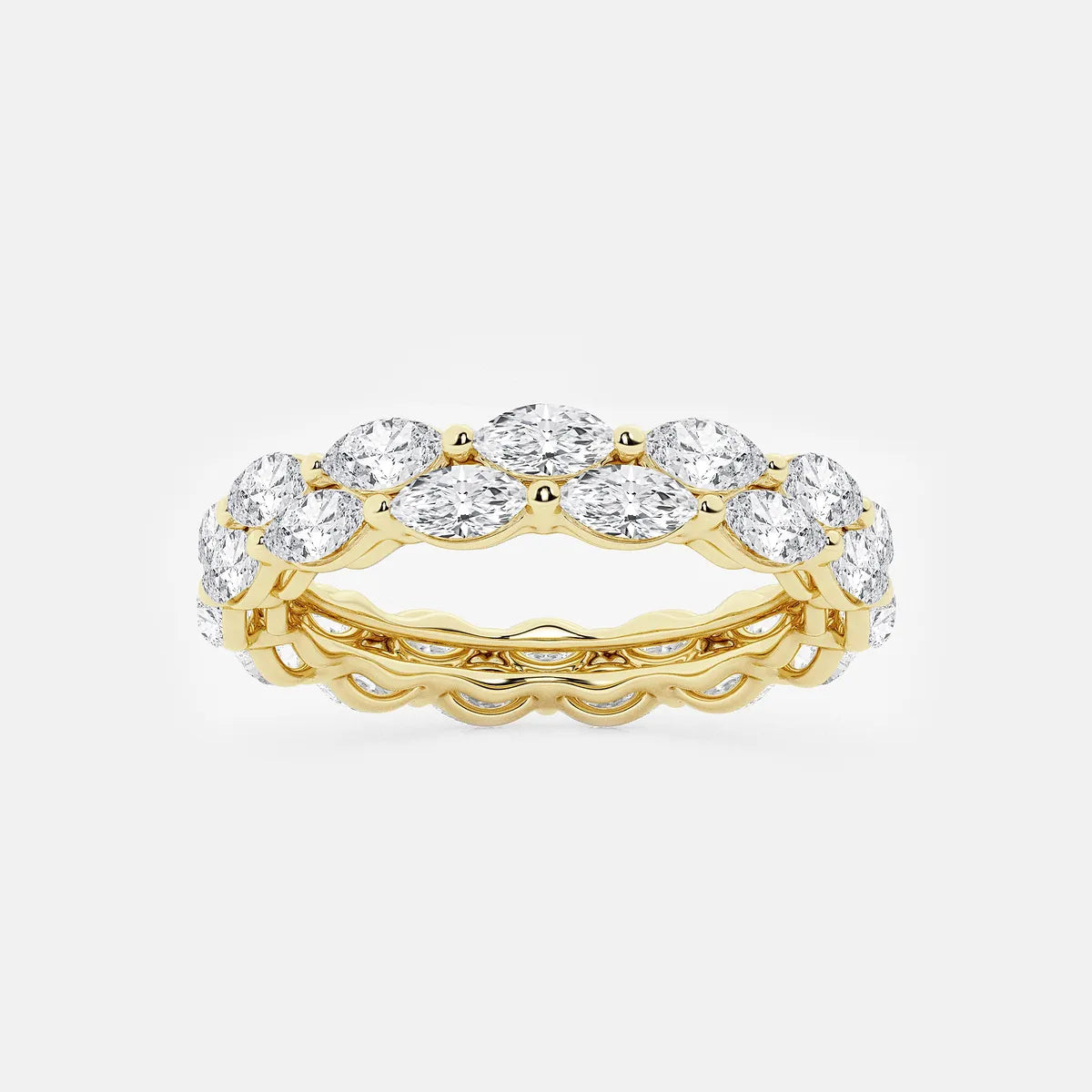 Double Row Marquise Lab-Grown Diamond Eternity Band in Gold | Elegant Stackable Wedding Ring