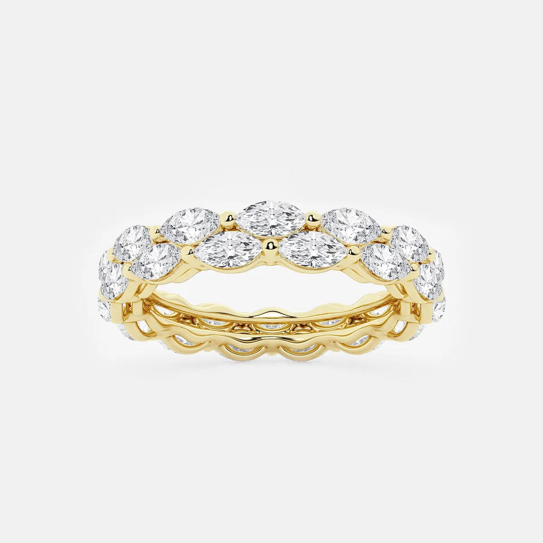 Double Row Marquise Lab-Grown Diamond Eternity Band in Gold | Elegant Stackable Wedding Ring